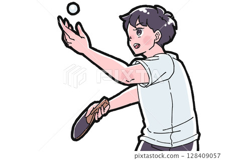 Illustration of a boy playing table tennis 128409057