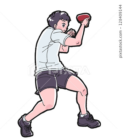 一個男孩打乒乓球的插圖 一個男孩打乒乓球的插圖 128409144