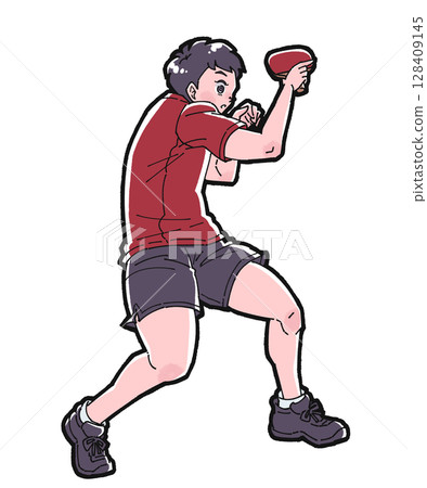 一個男孩打乒乓球的插圖 一個男孩打乒乓球的插圖 128409145