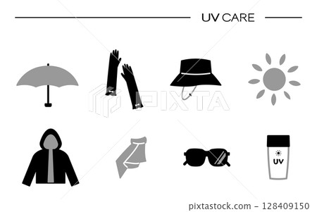 UV protection icon set material black 128409150