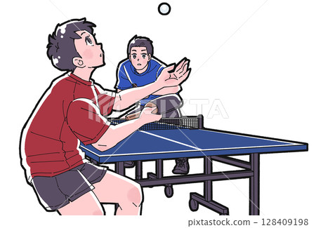 Illustration of two boys playing table tennis 128409198