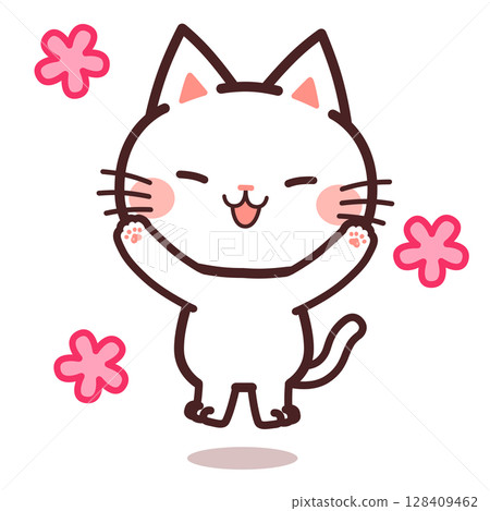 Cute happy cat character illustration Cute happy cat character illustration 128409462