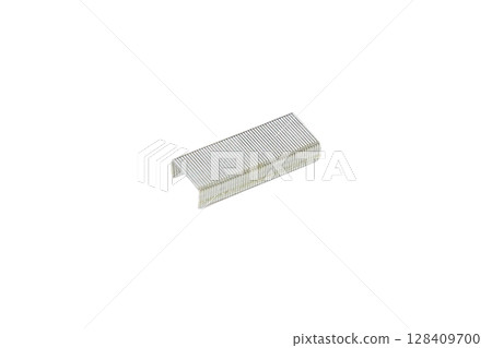 Metal staples for stapler isolated on white background Metal staples for stapler isolated on white background 128409700
