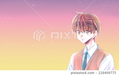 學生們在風中搖曳，嚴肅，黃昏 128409775