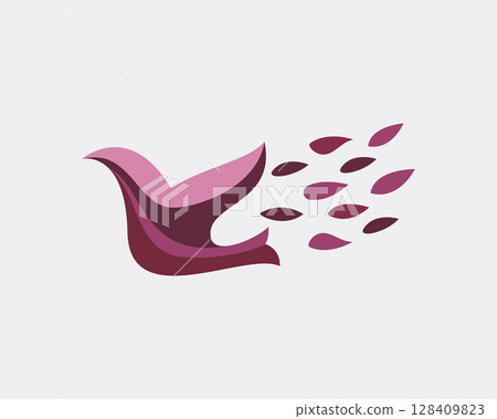 Bird vector colorful modern minimal style illustration. Creative icon logo splash concept explosion with drops. Vision vector logo emblem symbol logotype 128409823