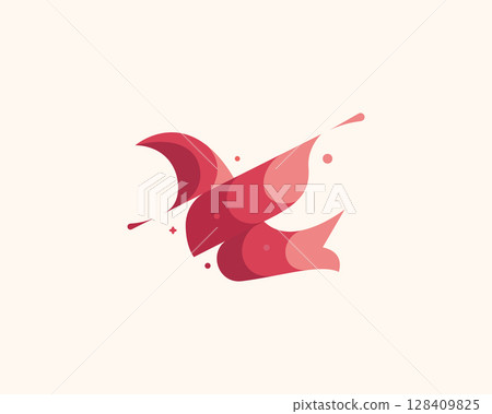 Bird vector colorful modern minimal style illustration. Creative icon logo splash concept explosion with drops. Vision vector logo emblem symbol logotype 128409825