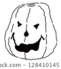 Halloween pumpkin ghost with a goofy face 128410145