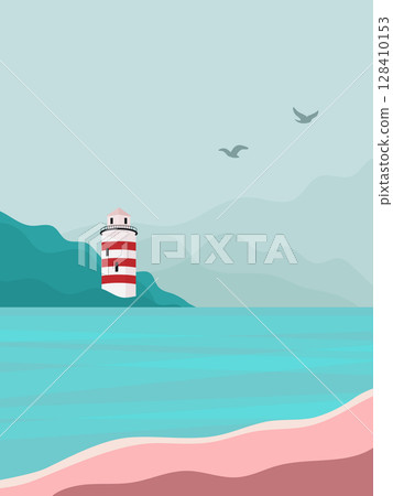 marine lanscape with lighthouse 128410153