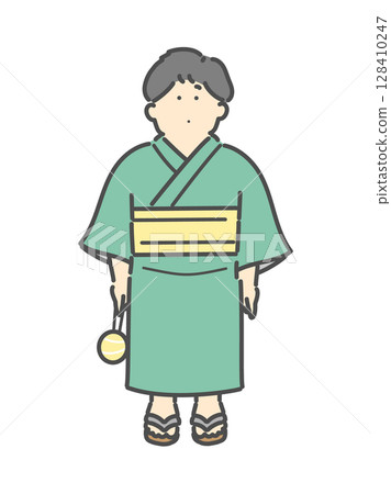 一個穿著浴衣的男孩的插圖，兒童節 128410247
