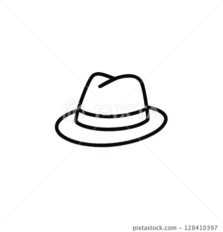 軟呢帽線圖標，插圖，無背景，材料 128410397