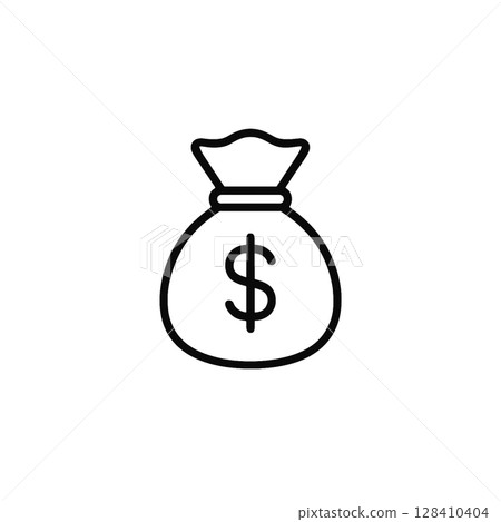 錢袋線圖標，美元，插圖，無背景，材料 128410404