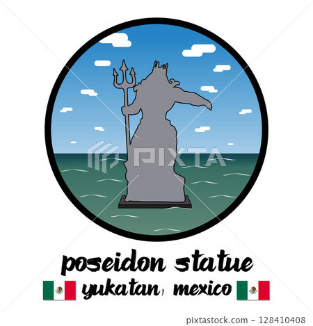 Circle Icon Poseidon Statue. Vector illustration Circle Icon Poseidon Statue. Vector illustration 128410408