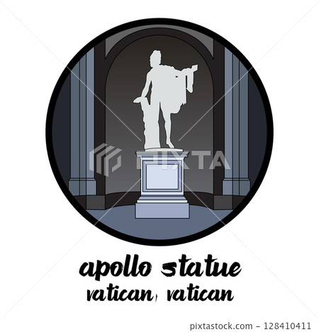 Circle Icon Apollo Statue. Vector illustration 128410411