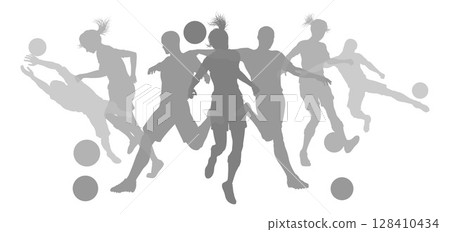 Soccer Football Players Silhouettes Soccer Football Players Silhouettes 128410434