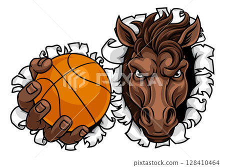 Horse Mustang Stallion Basketball Sports Mascot 128410464