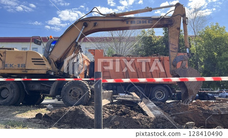 excavator excavator 128410490