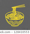Illustration of ramen being picked up with chopsticks 128410553