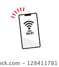 使用免費Wi-Fi的智慧型手機的插畫素材 使用免費Wi-Fi的智慧型手機的插畫素材 128411781