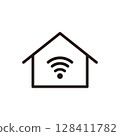 帶有 Wi-Fi 訊號的房子的圖示插圖 帶有 Wi-Fi 訊號的房子的圖示插圖 128411782
