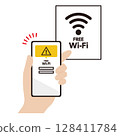 智慧型手機連接到可疑免費 Wi-Fi 的插圖 智慧型手機連接到可疑免費 Wi-Fi 的插圖 128411784
