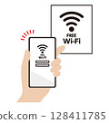 智慧型手機連接免費 Wi-Fi 的示意圖 智慧型手機連接免費 Wi-Fi 的示意圖 128411785