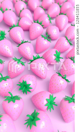 3d Seamless strawberries pattern with a vibrant collection of fresh, sweet berries, fruits, and vegetables 128411855