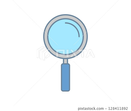 Simple, clean, and modern magnifying glass icon. Perfect for websites, apps, and presentations needing a search, find, or zoom element.  Versatile design suitable for various styles and branding. 128411892