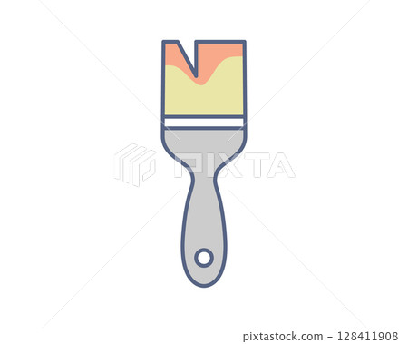 Vibrant paintbrush icon, perfect for websites, apps, or DIY projects.  Clean, modern design with pastel colors.  Ideal for illustrating creativity, home improvement, or art supplies. 128411908