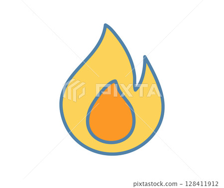 Vibrant stylized flame icon. Perfect for websites, apps, or presentations needing a simple, bold fire symbol. Download this highresolution vector graphic for immediate use in your design projects. Vibrant stylized flame icon. Perfect for websites, apps, or presentations needing a simple, bold fire symbol. Download this highresolution vector graphic for immediate use in your design projects. 128411912