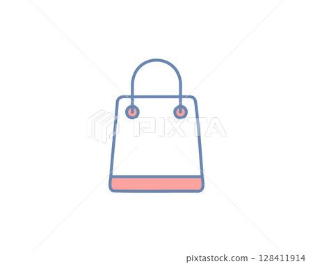 Simple, minimalist illustration of a shopping bag. Perfect for websites, apps, and marketing materials related to online shopping, retail, sales, and ecommerce. 128411914