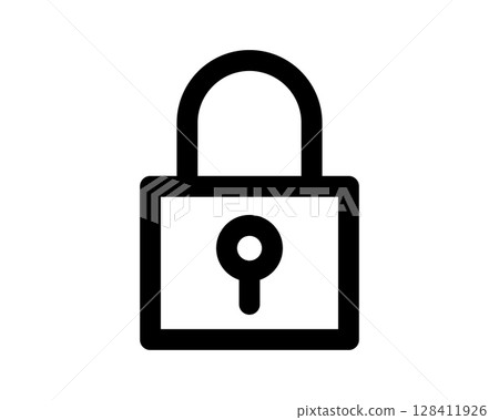 Bold black padlock icon, perfect for security, privacy, or website design. Clean, minimalist style. Bold black padlock icon, perfect for security, privacy, or website design. Clean, minimalist style. 128411926