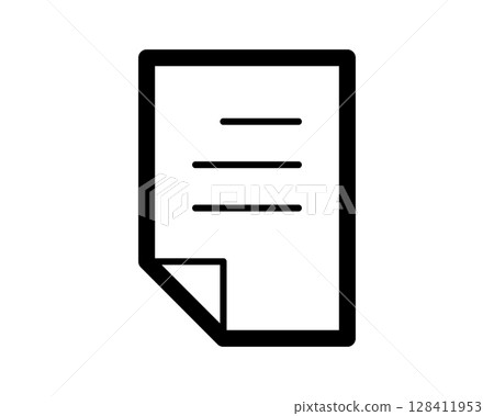 Bold black outline document icon, perfect for app interfaces, website design, or presentations needing a clean, modern aesthetic.  Versatile and easily scalable for various sizes and resolutions. 128411953