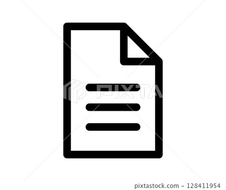 Bold black document icon, perfect for website design, app interfaces, or presentations needing a simple, modern file symbol.  Clean lines ensure versatility across various styles. 128411954