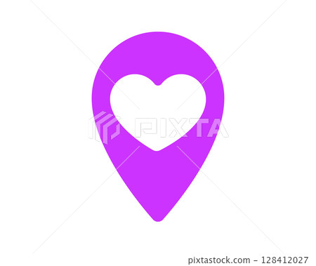 A stylish purple map pointer icon featuring a heart. Symbolizes finding love, favorite places, and destinations of affection. Ideal for dating apps, travel blogs and social media. A stylish purple map pointer icon featuring a heart. Symbolizes finding love, favorite places, and destinations of affection. Ideal for dating apps, travel blogs and social media. 128412027