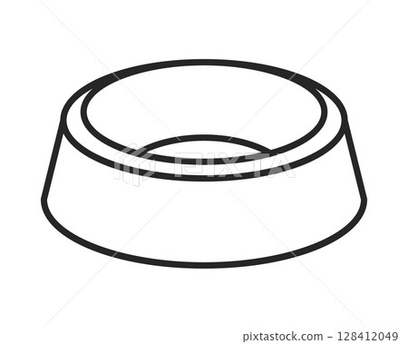 Simple line art of a pet bowl, conveying minimalism and care. Perfect for designs related to animal feeding, pet care products, or veterinary services. Clean, vector style illustration. Simple line art of a pet bowl, conveying minimalism and care. Perfect for designs related to animal feeding, pet care products, or veterinary services. Clean, vector style illustration. 128412049
