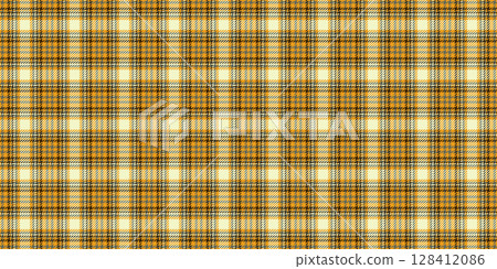 Warm autumnal plaid textile texture.  Perfect for fallthemed designs, fashion, home decor, and website backgrounds. 128412086
