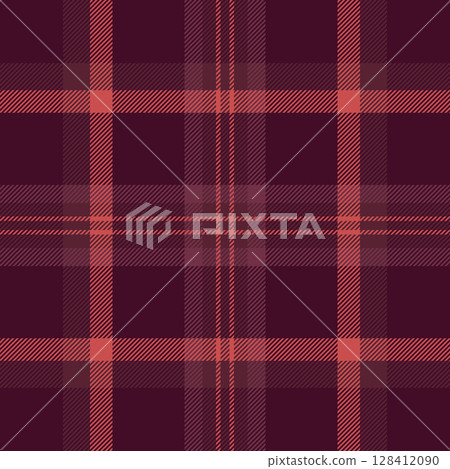 Elegant burgundy and coral plaid pattern.  Perfect for textile design, fashion, apparel, websites, or home decor projects. This richly textured image evokes warmth and sophistication. 128412090