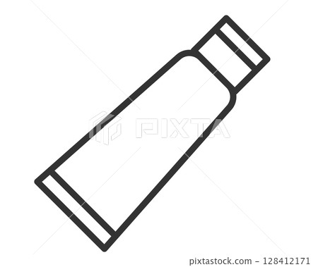 Minimalist line art icon of a tube. Symbolizes healthcare, hygiene, cosmetics, or industry. Versatile for websites, apps, and print. Clean, modern, and scalable graphic design. Minimalist line art icon of a tube. Symbolizes healthcare, hygiene, cosmetics, or industry. Versatile for websites, apps, and print. Clean, modern, and scalable graphic design. 128412171