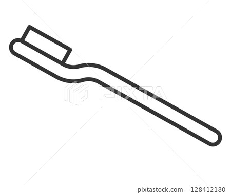 Minimalist line art of a toothbrush. Symbolizes dental care, oral hygiene,  health. Suitable for medical, hygiene, or beautyrelated projects. Simple, clean design. 128412180