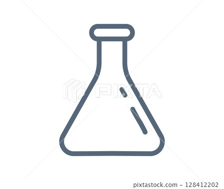 Simple, clean line art illustration of an Erlenmeyer flask. Ideal for science, education, chemistry, laboratory, experiment, research, and healthcare designs. Simple, clean line art illustration of an Erlenmeyer flask. Ideal for science, education, chemistry, laboratory, experiment, research, and healthcare designs. 128412202