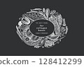 Collagen Diet Chalk Board Design Template. Vector Hand Drawn Healthy Food Banner. Vintage Style Collagen Bust Menu Illustration. 128412299