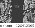 Butchery Shop Chalk Board Design Template. Vector Hand Drawn Meat Banner. Vintage Style Bar B Q Menu Illustration. 128412305