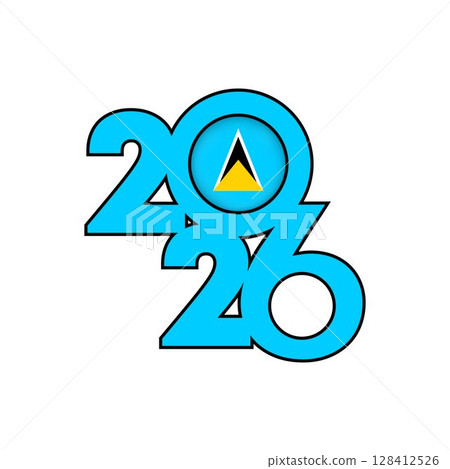 2026 banner with Saint Lucia flag inside. 128412526