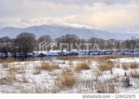 Mogami river in winter Mogami river in winter 128412673