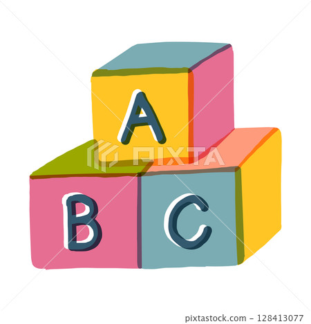 ABC building blocks illustration material (early childhood education/educational toys) 128413077