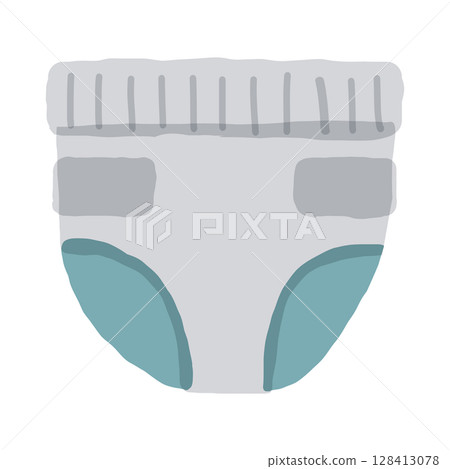 嬰兒尿布插圖（育兒圖示素材） 128413078