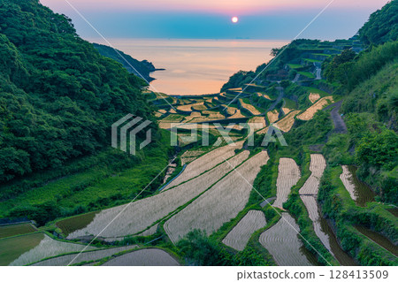 (佐賀縣)浜野浦梯田的夜景 (佐賀縣)浜野浦梯田的夜景 128413509