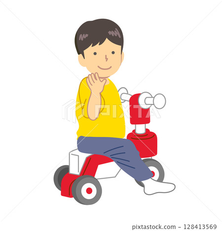 兒童騎三輪車：全身 128413569