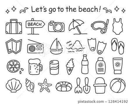 Simple and cute summer icons 128414192