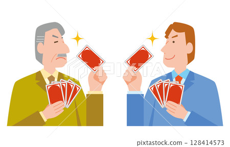 Man playing card game Man playing card game 128414573